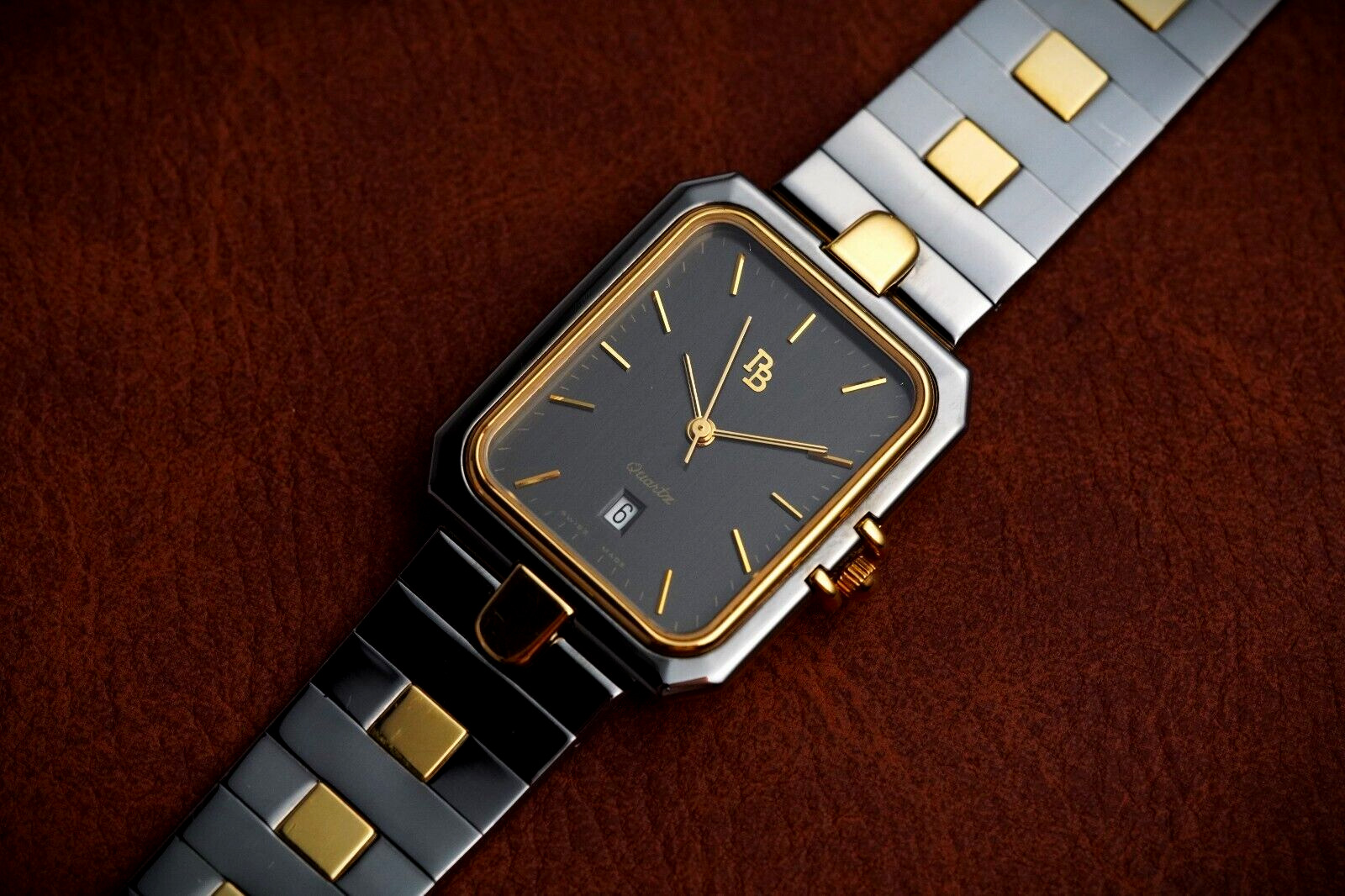 Paul Breguette Men\'s Wrist Watch Quartz Swiss Made Date Integrated Bracelet Tank