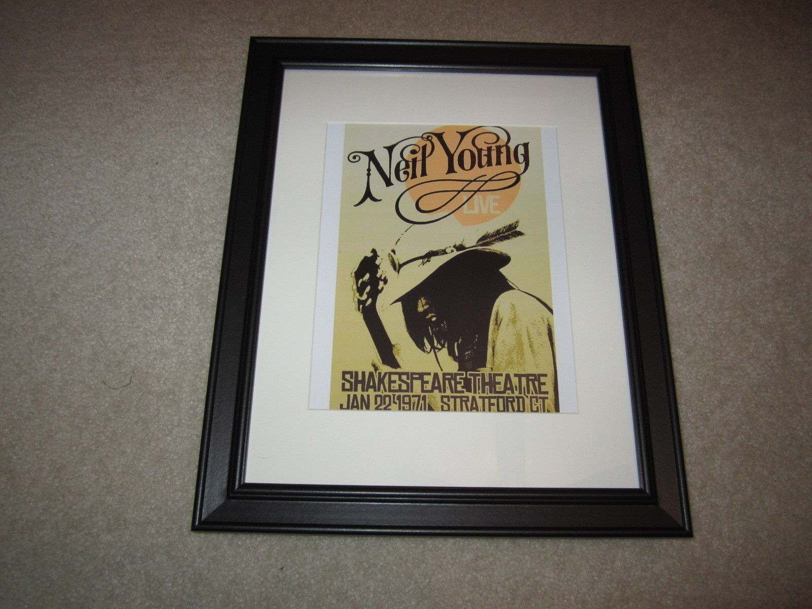 Framed Neil Young Concert Poster,1971, Stratford Ct, Pre Harvest Tour 14\