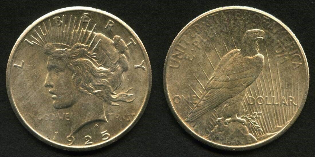 #26) Beautiful 1925 Peace Silver Dollar Philadelphia Mint Lustrous AU++ NR
