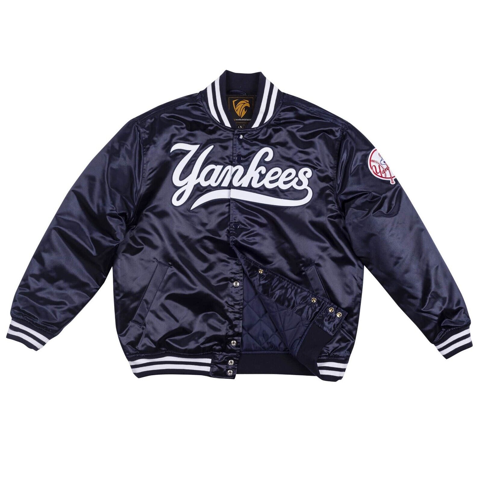 New York Yankees 90\'s Black Satin Baseball Vintage Look Bomber Jacket For Men