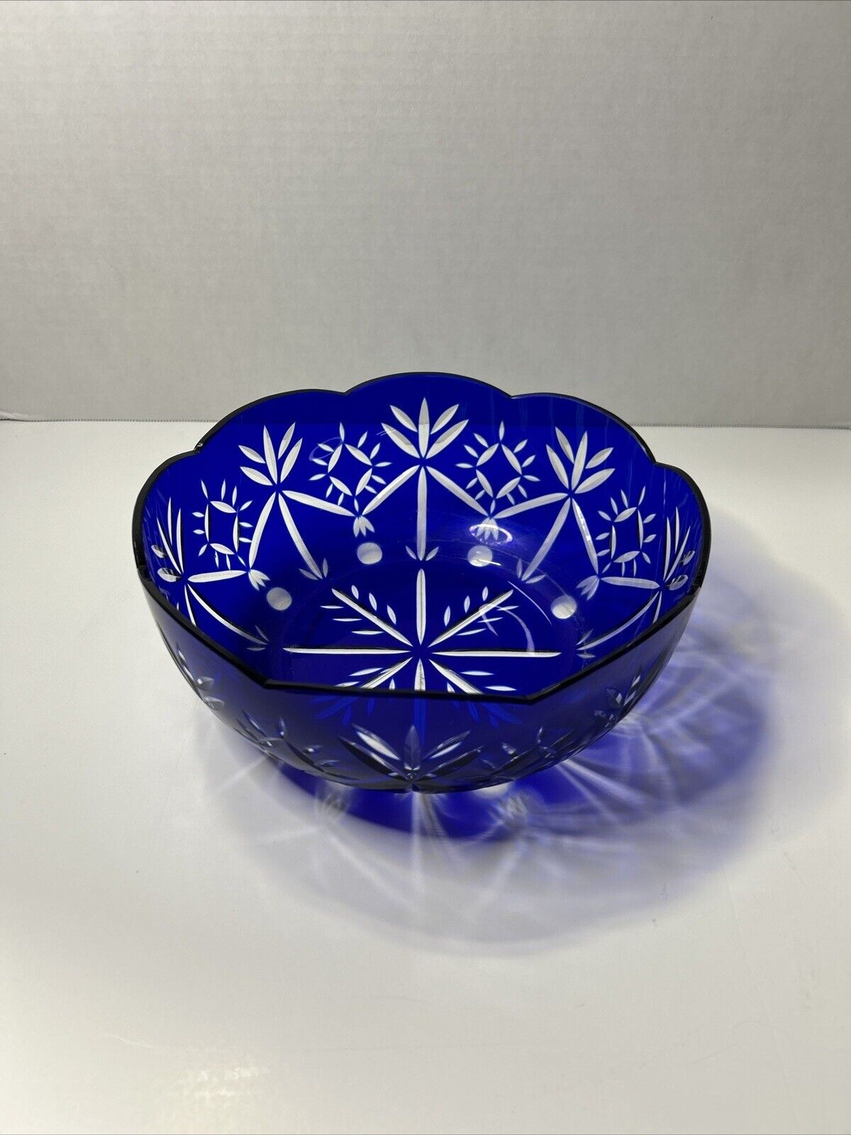 Royal Gallery Collections Large Blue Cased Glass Bowl