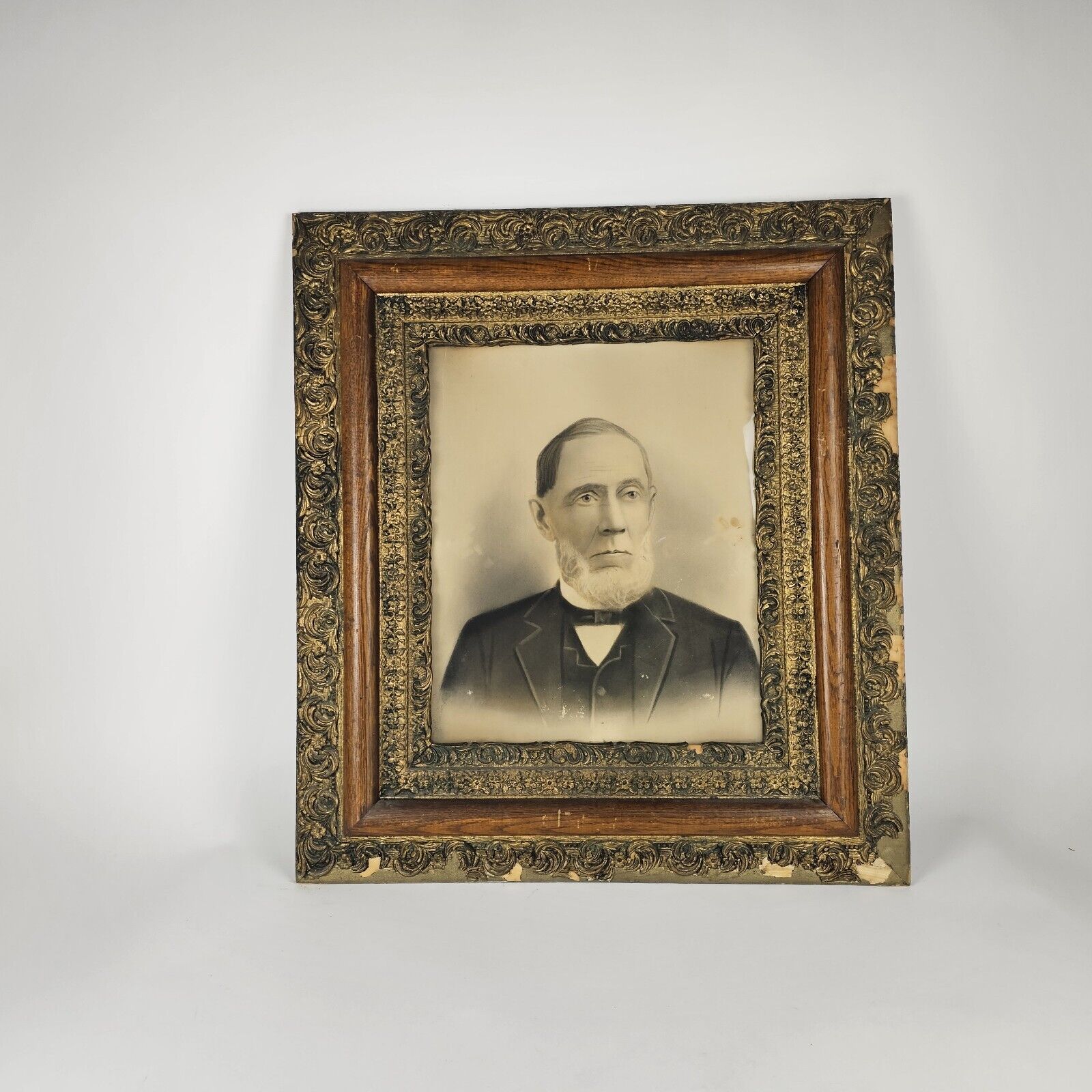 19th Century Antique Photograph Ornate Wood Frame Civil War Era Ohio Sherrick