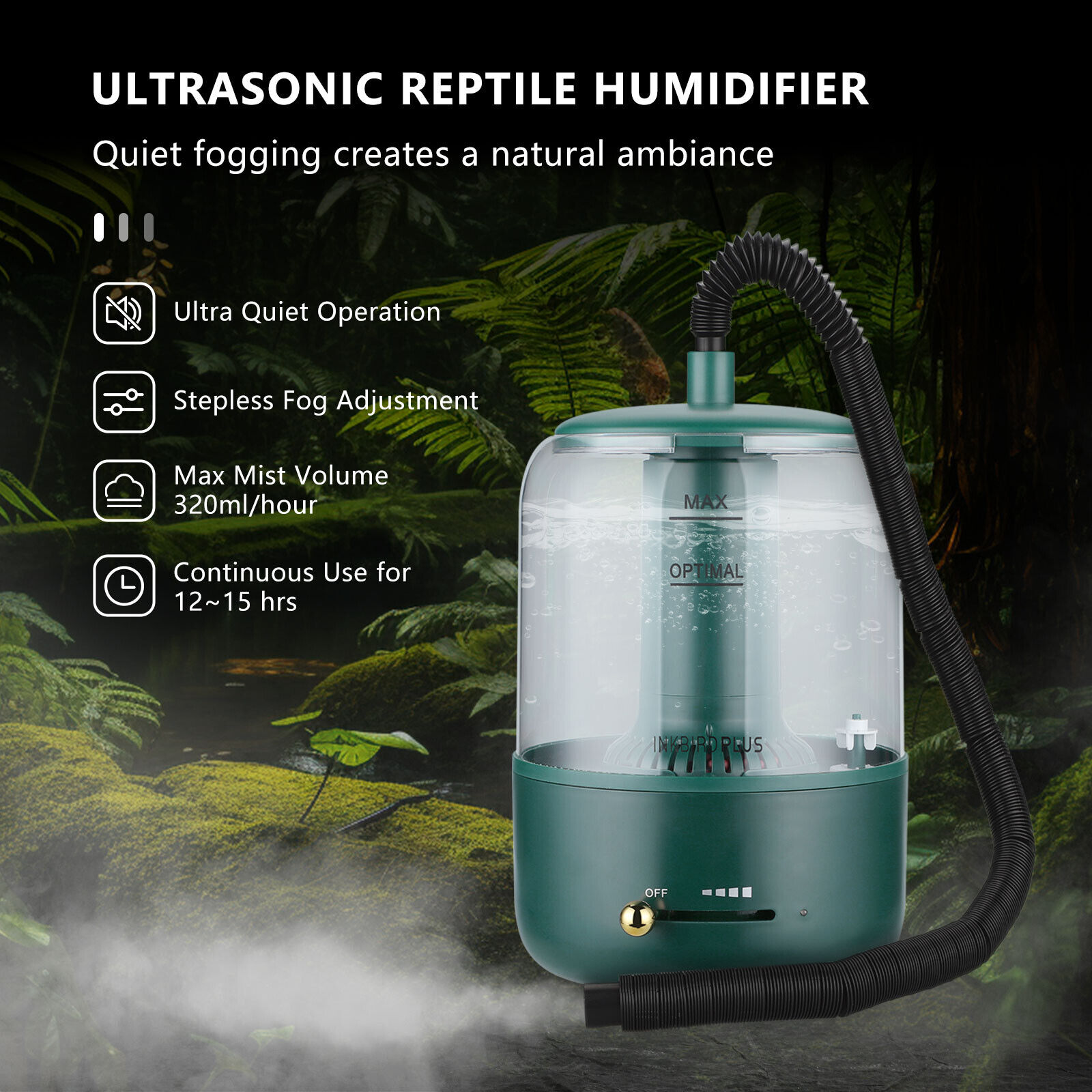 Inkbird Reptile Humidifier Pet Supplies Fogger Adjustable Fog Tank 4L Amphibians