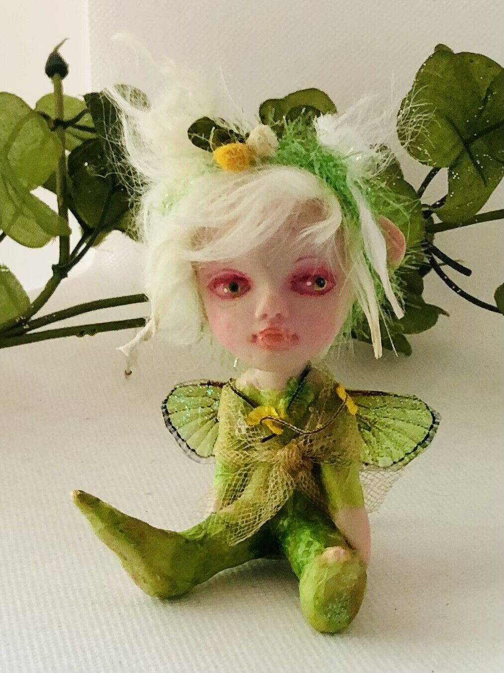 OOAK Polymer Clay  Fairy *Green Button Thief* Magical Art**Raggamuffinisland