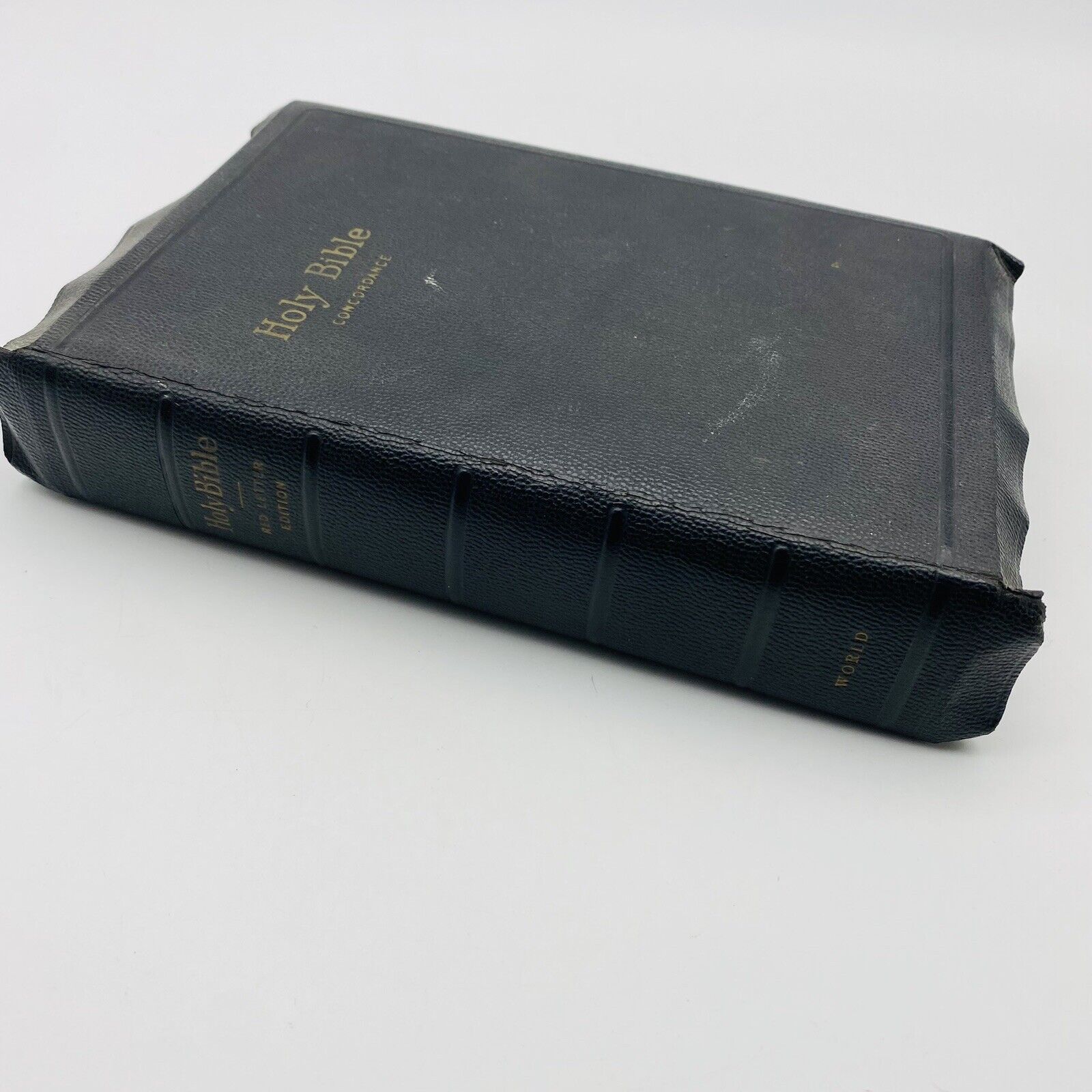 VTG KJV Bible 1940\'s World Publishing Red Letter Edition Black