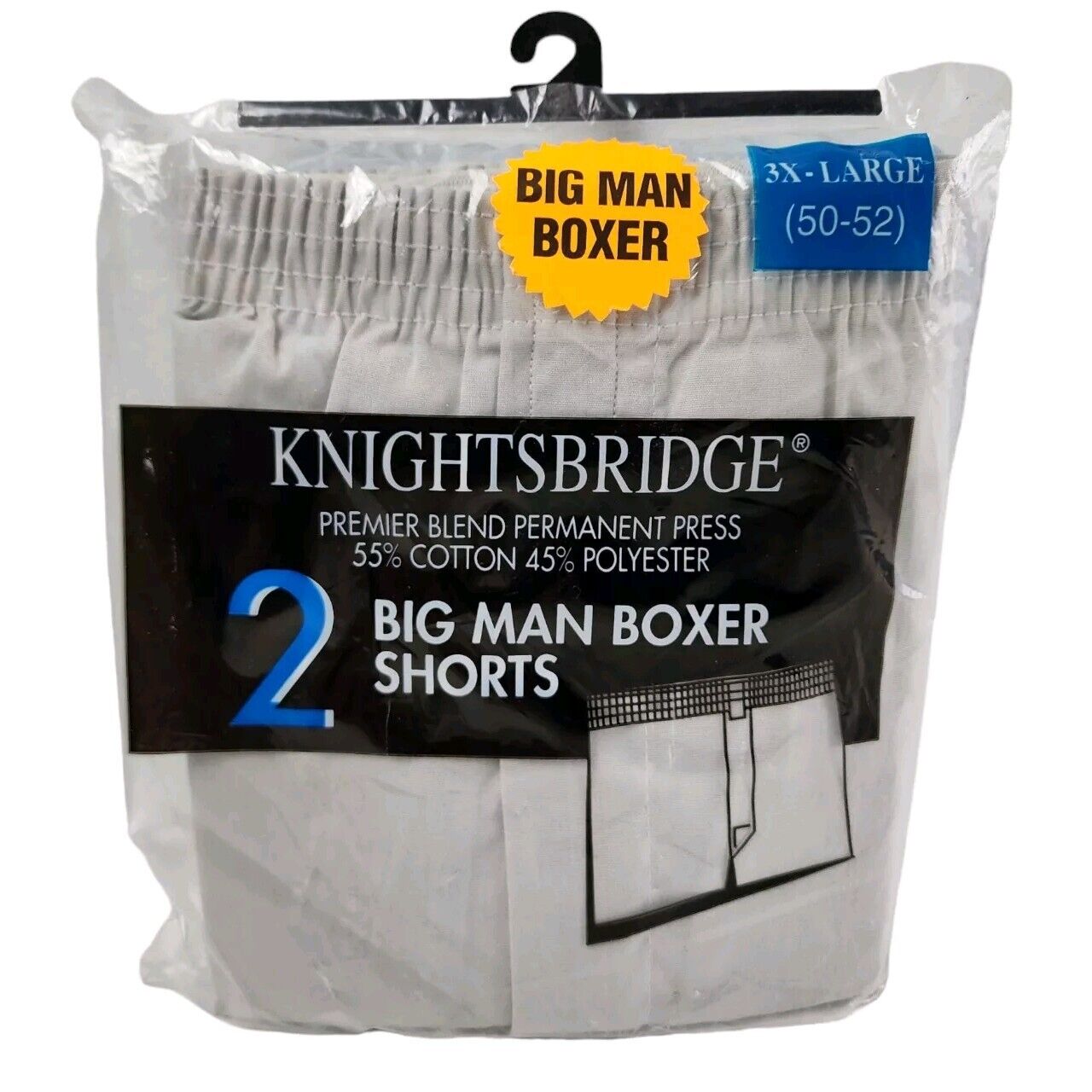 NOS Vtg Kmart Boxer Shorts Underwear 2 Pair Made In USA Size 3XL 50-52