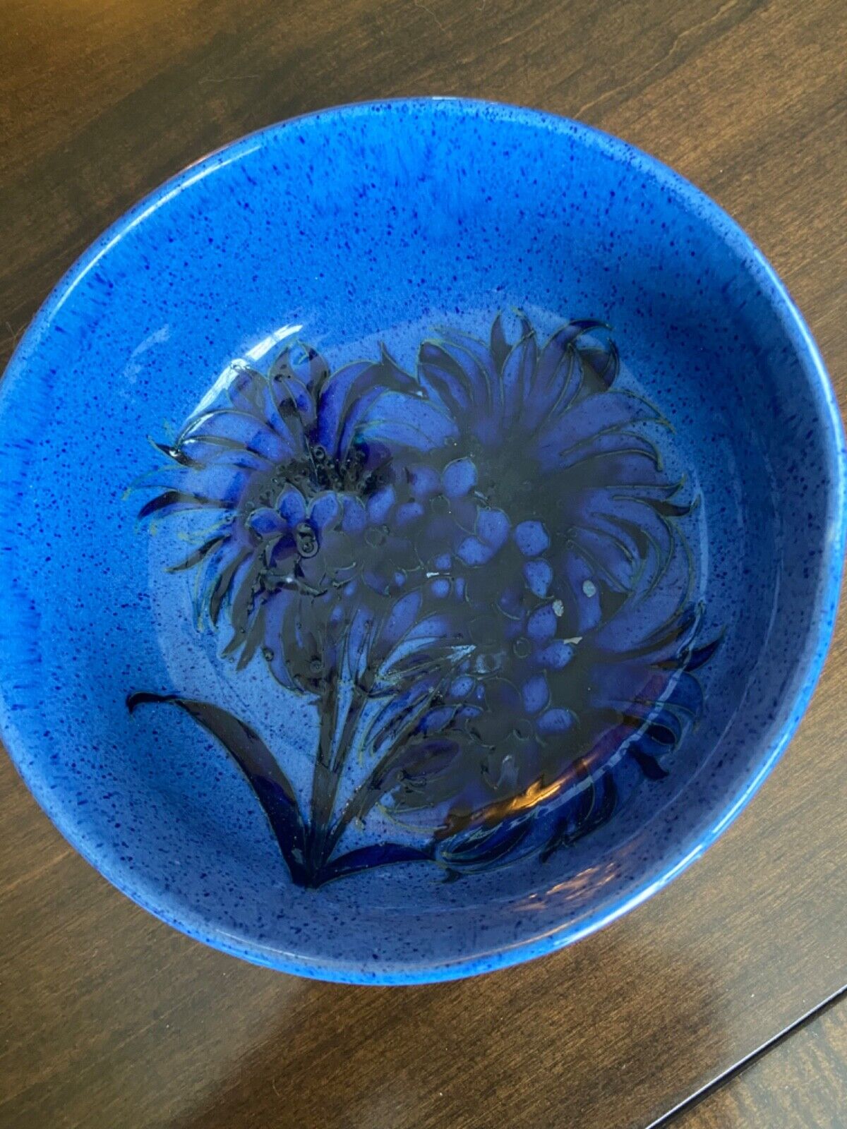 Early Rare c1920 William Moorcroft Powder Blue Cornflower Footed 7” Bowl
