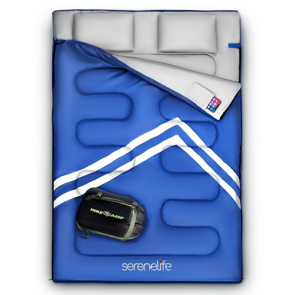 SereneLife Double Sleeping Bag For Camping w/ Two Pillows & bag, Lightweight