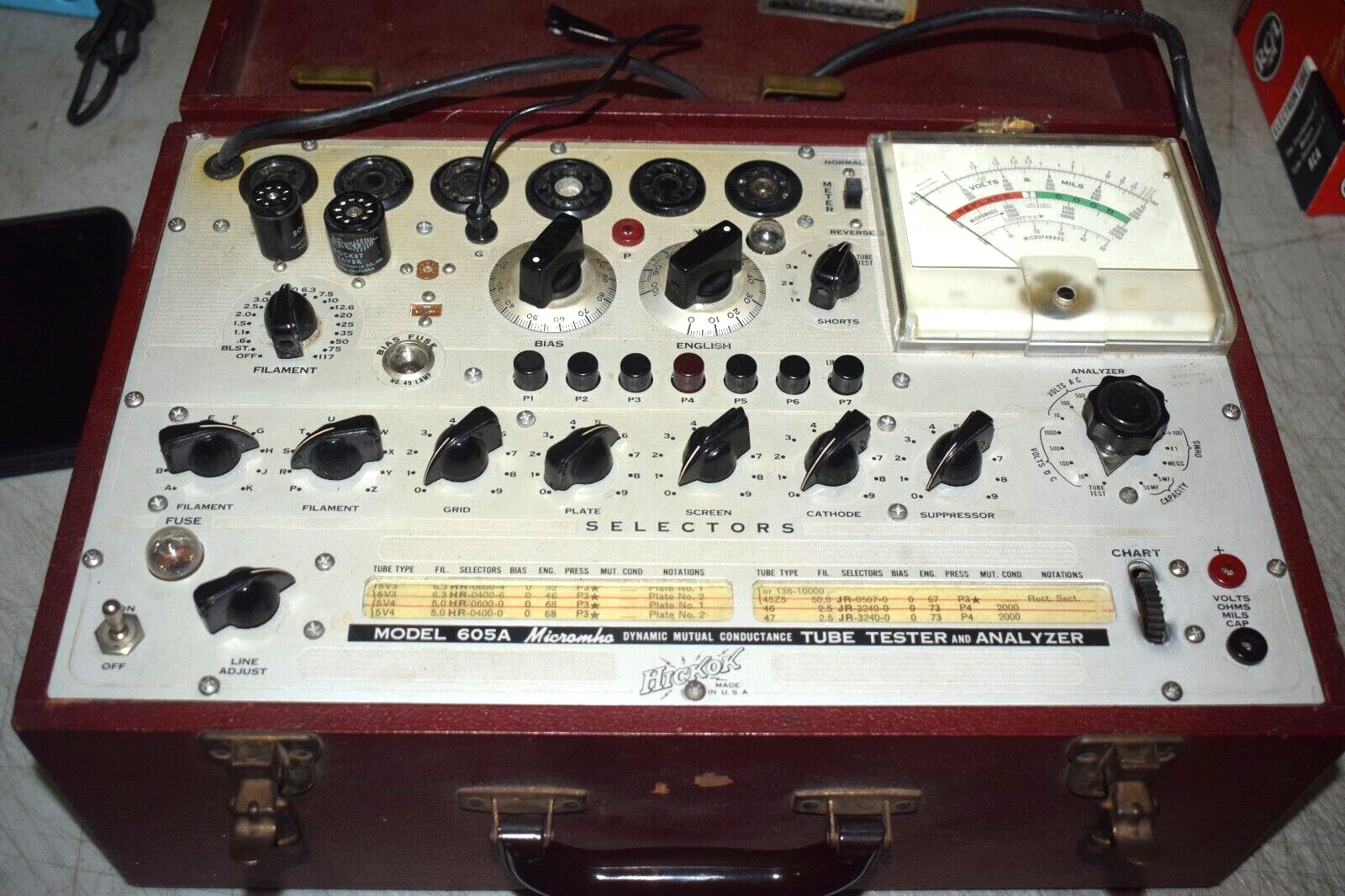 Clean Hickok 605A Tube Tester - Tested Several Tubes w/Great Results