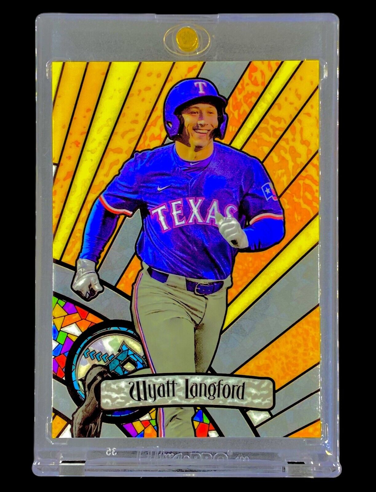 WYATT LANGFORD RARE CASE HIT ROOKIE Stained Glass Gold Background - RANGERS