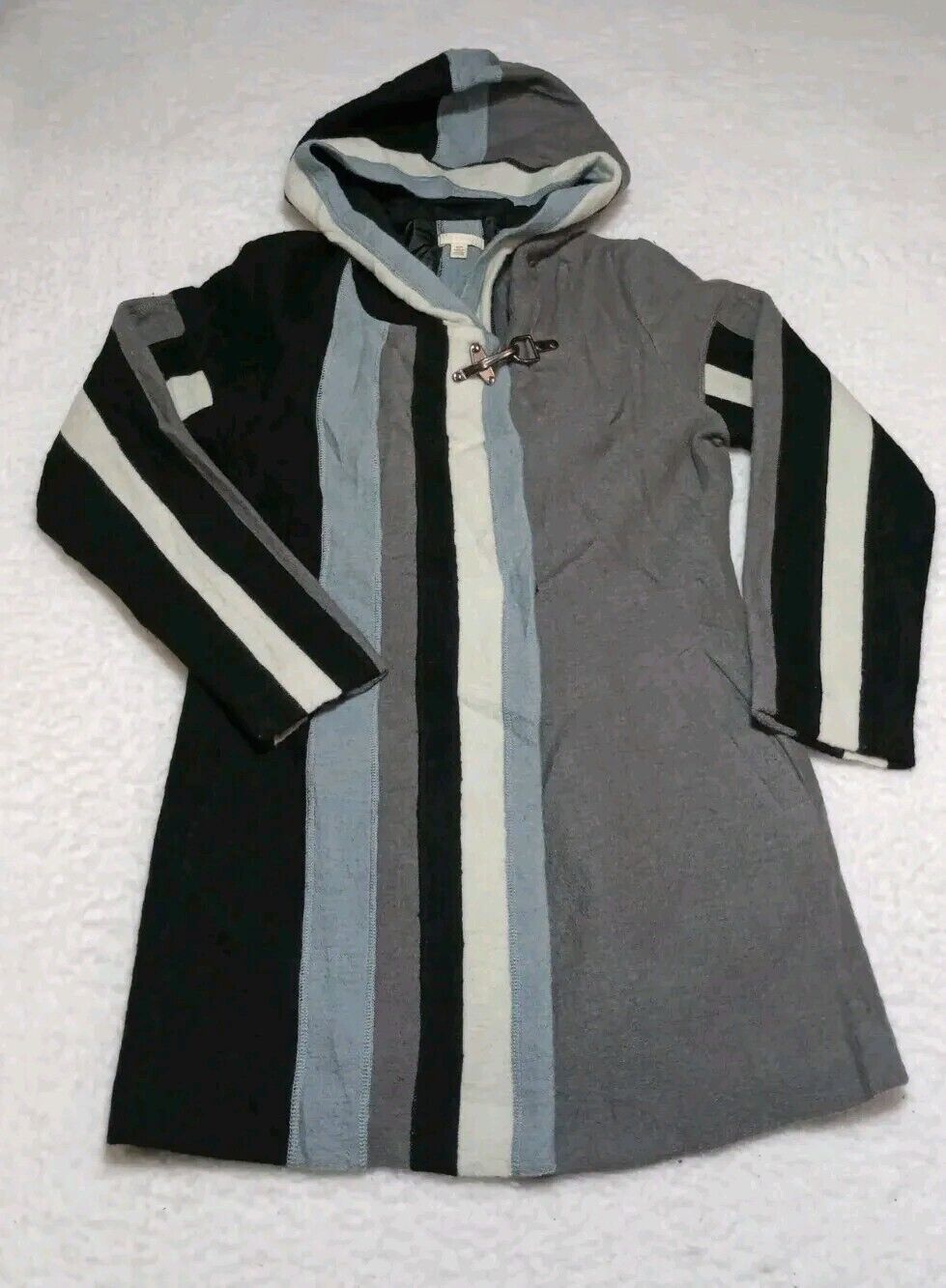 Vintage Carson MOD Multicolored Striped  Wool Jacket Clasp Toggle Women\'s Sz S