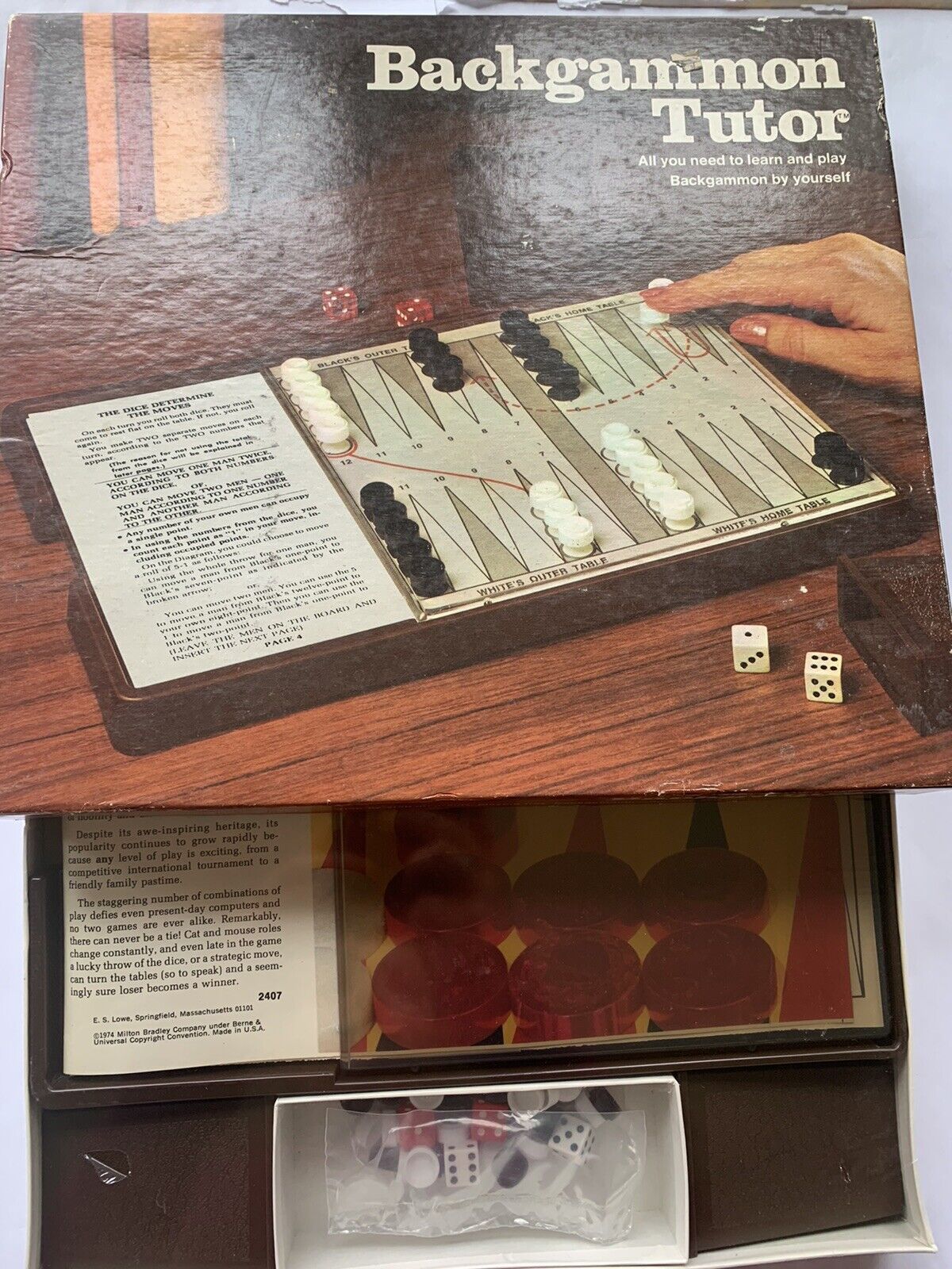 Backgammon Tutor 1974 Milton Bradley Complete ES Lowe 2407 Sealed Vintage Game