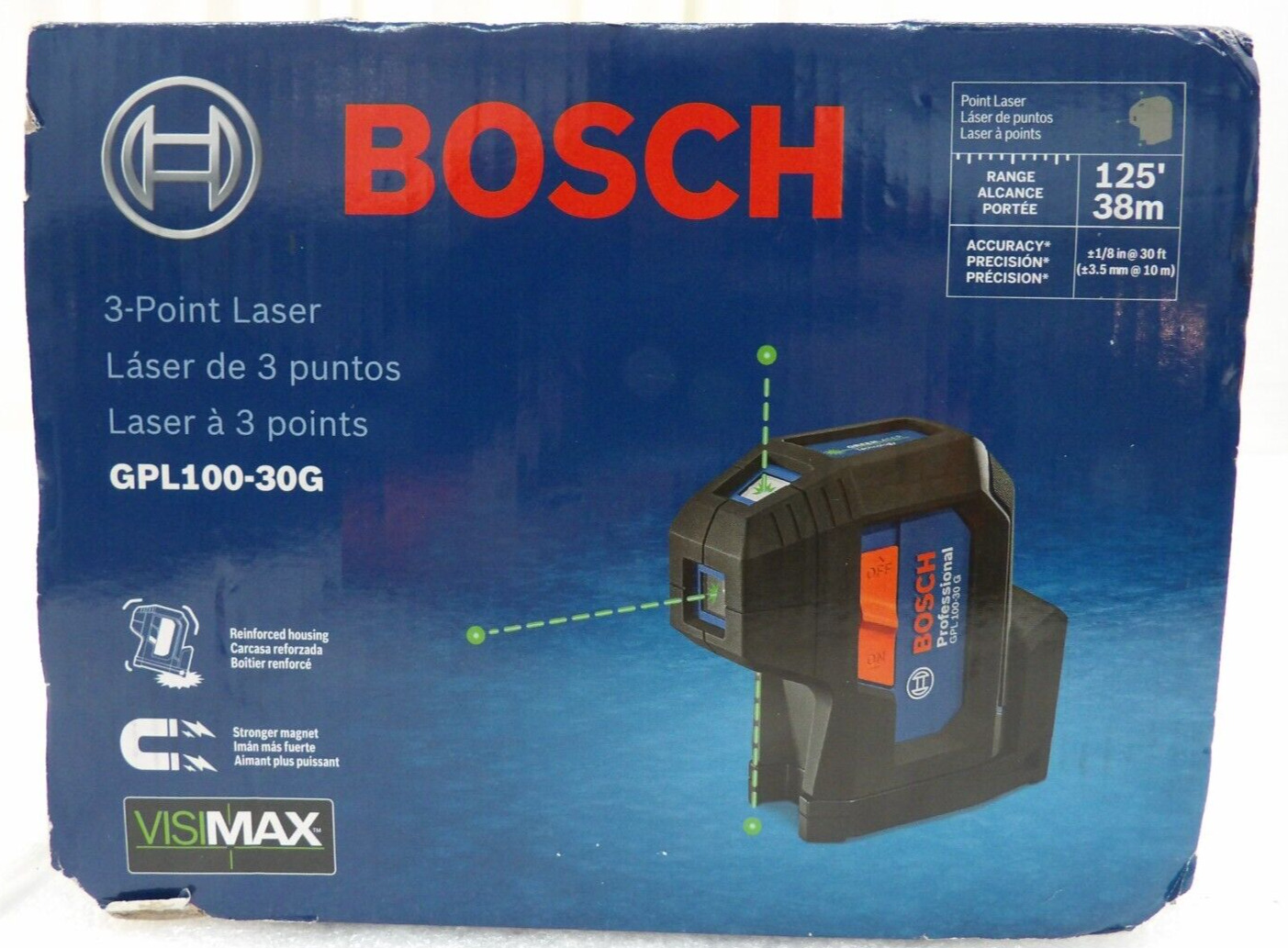 Bosch GPL100-30G 125 ft. Green Beam 3-Point Self-Leveling Laser