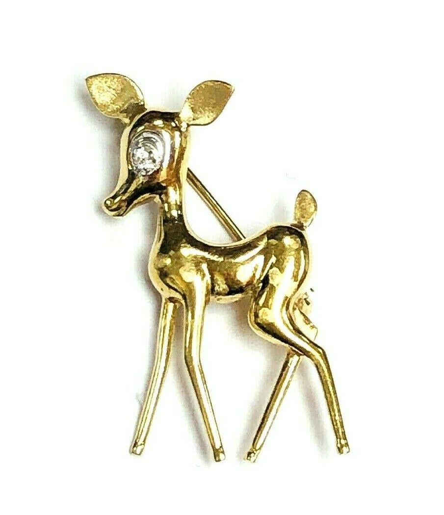 Disney Bambi 10K Yellow Gold Brooch Pin