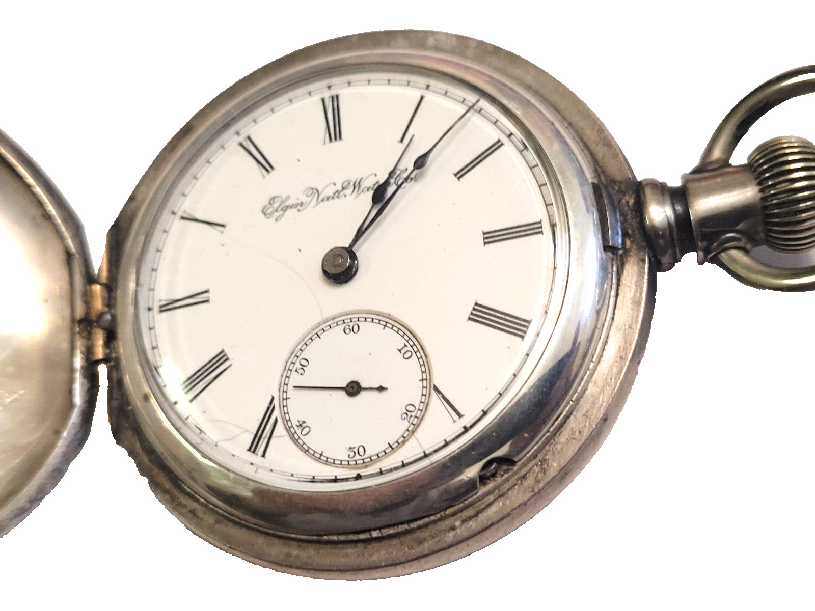 Antique 1893 18 Size 5 Ounce Coin Silver ELGIN FULL HUNTER Case Pocket Watch.,