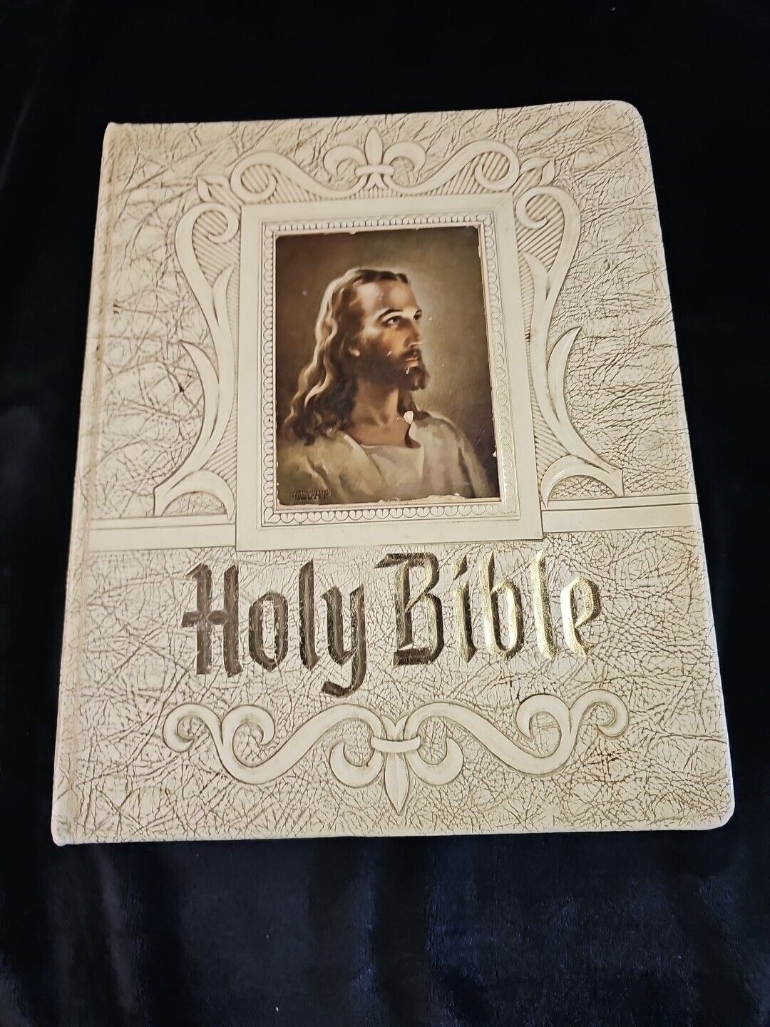 Vtg Holy Bible Blue Ribbon Edition Gilded Leather Red Letter John A Hertel 1965