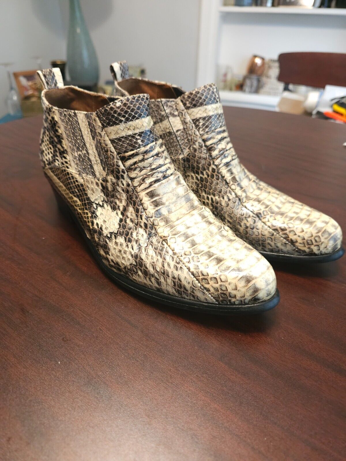Stacy Adams Genuine snakeskin Cheasle Pull on / up boots shoes Men’s 9.5 Good