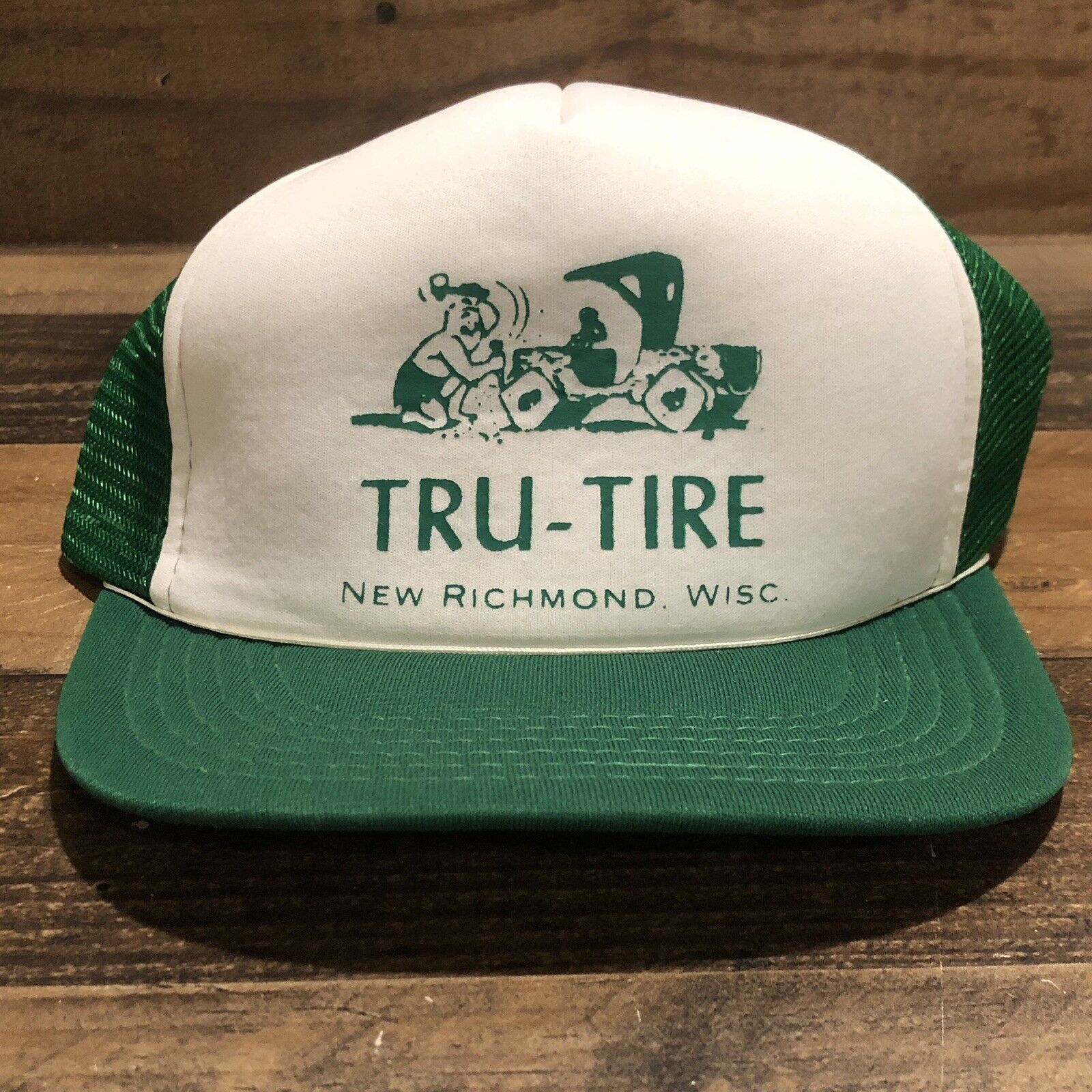 Vintage Tru Tire Hat Snapback Trucker Cap Mens Green New Richmond Wisconsin READ