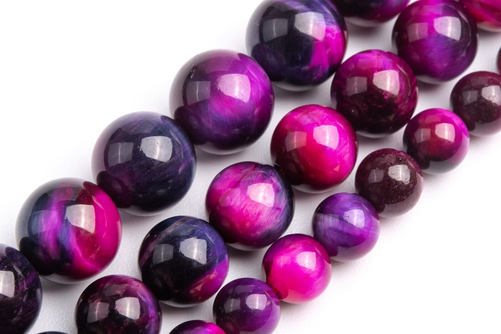 Purple Pink Tiger Eye Beads Round Gemstone Loose Beads 6/8/10MM