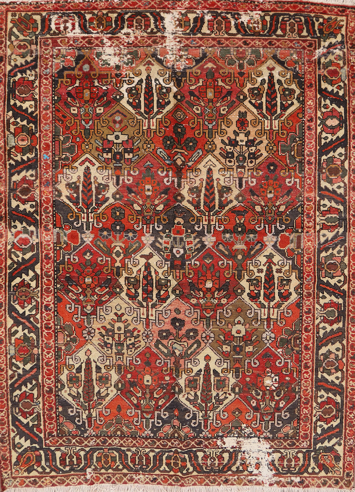 Vintage Garden Design Wool Bakhtiari Area Rug 5x7 Tribal Hand-knotted Carpet