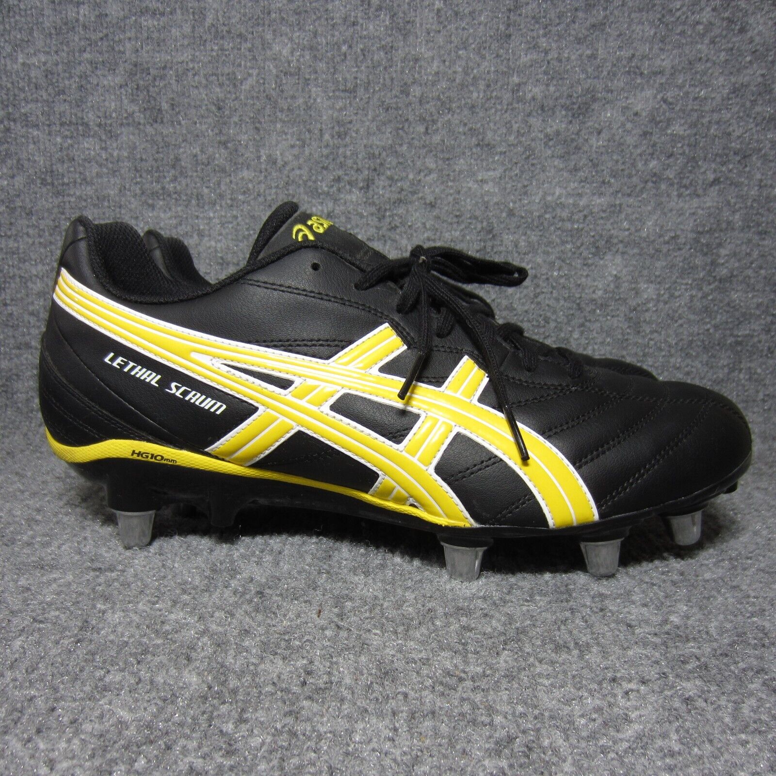 ASICS Lethal Scrum SG Soccer Cleats Rugby Football Boot Black Yellow Mens 11