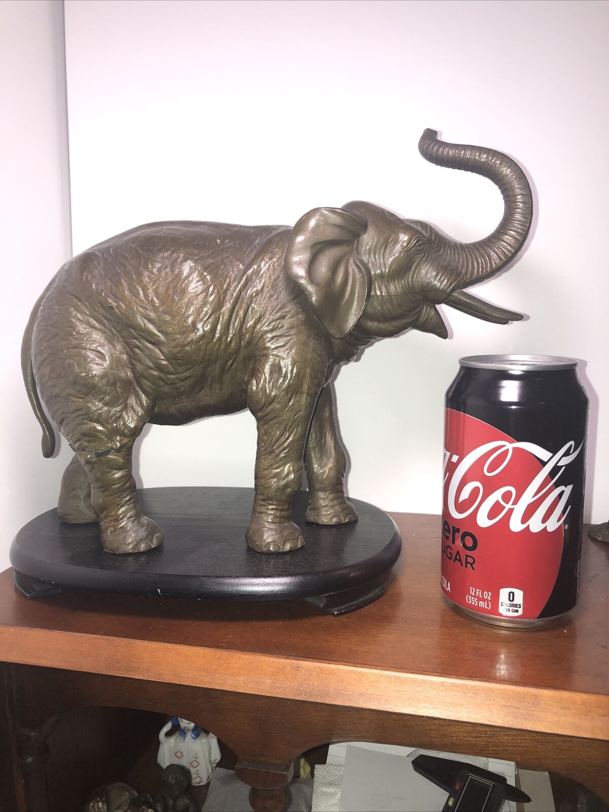 JB Jennings Brothers Bronze Elephant With Tusks and Trunk up~1940s? RARE FIND