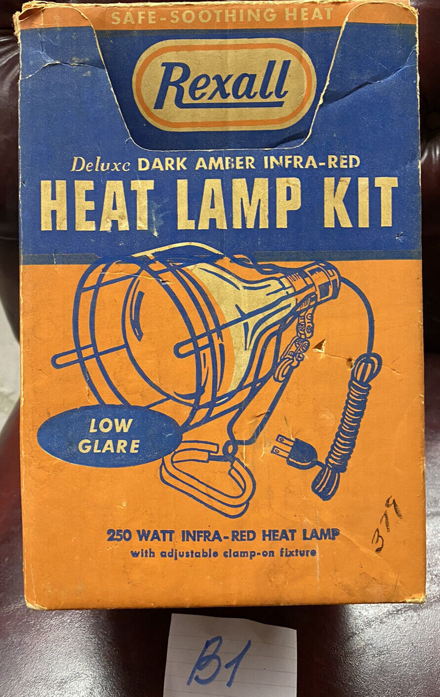 Vintage Rexall Deluxe Dark Amber Infra - Red Heat Lamp Kit B2