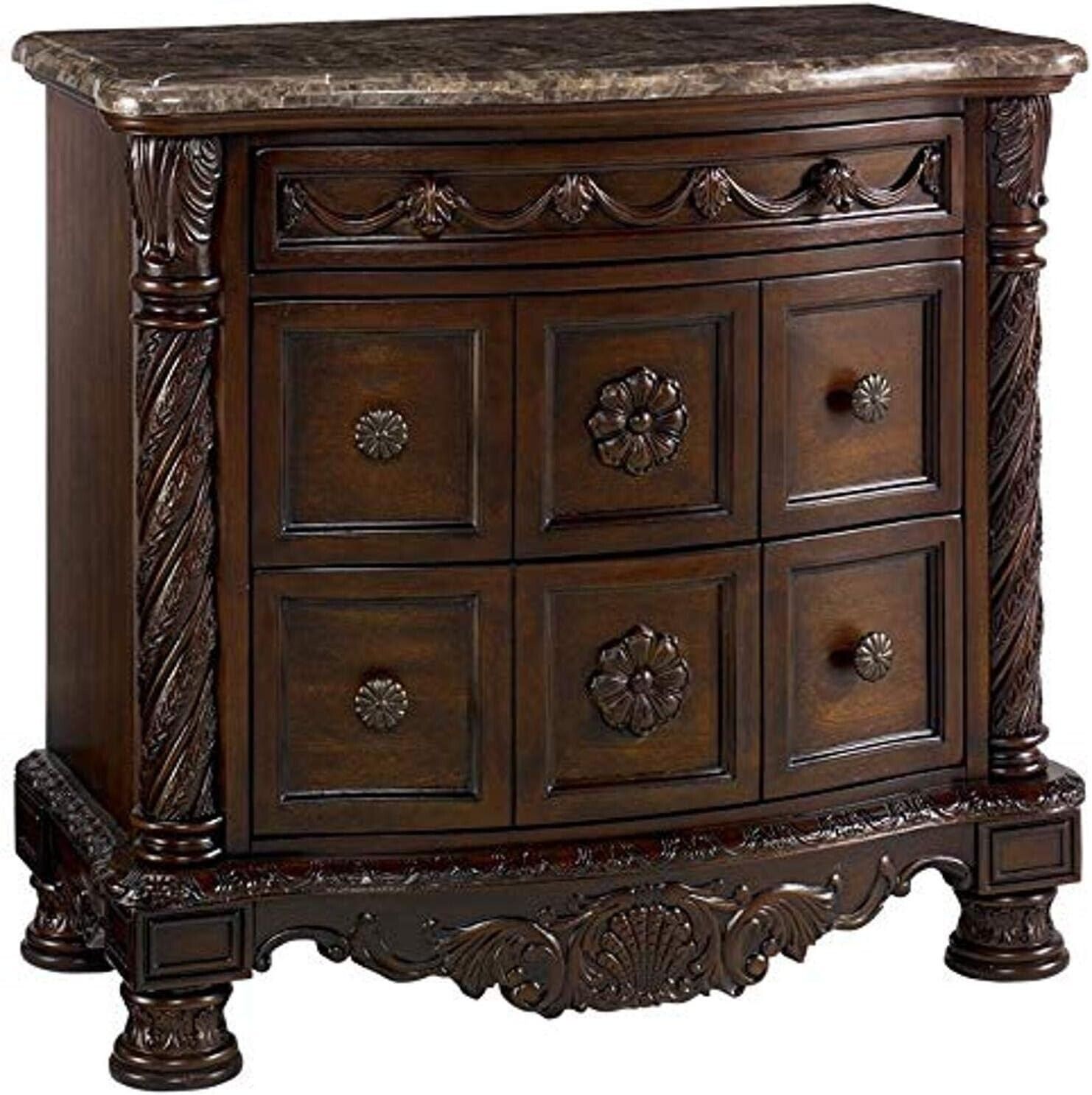 Local pickup only Ashley Furniture North Shore 3 Drawer Marble Top Nightstand