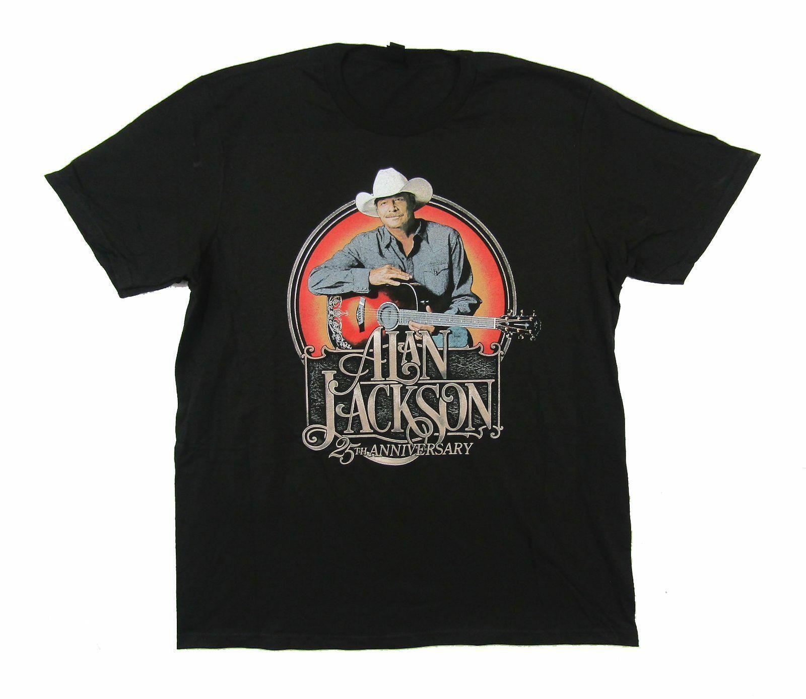 Rare  Vintage Alan Jackson 25th Anniversary Tour Cotton Black UnisexT-shirt