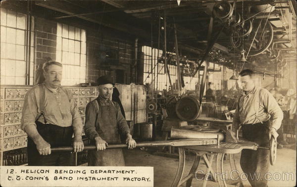 RPPC Elkhart,IN Helicon Bending Department,C. G. Conn\'s Band Instrument Factory