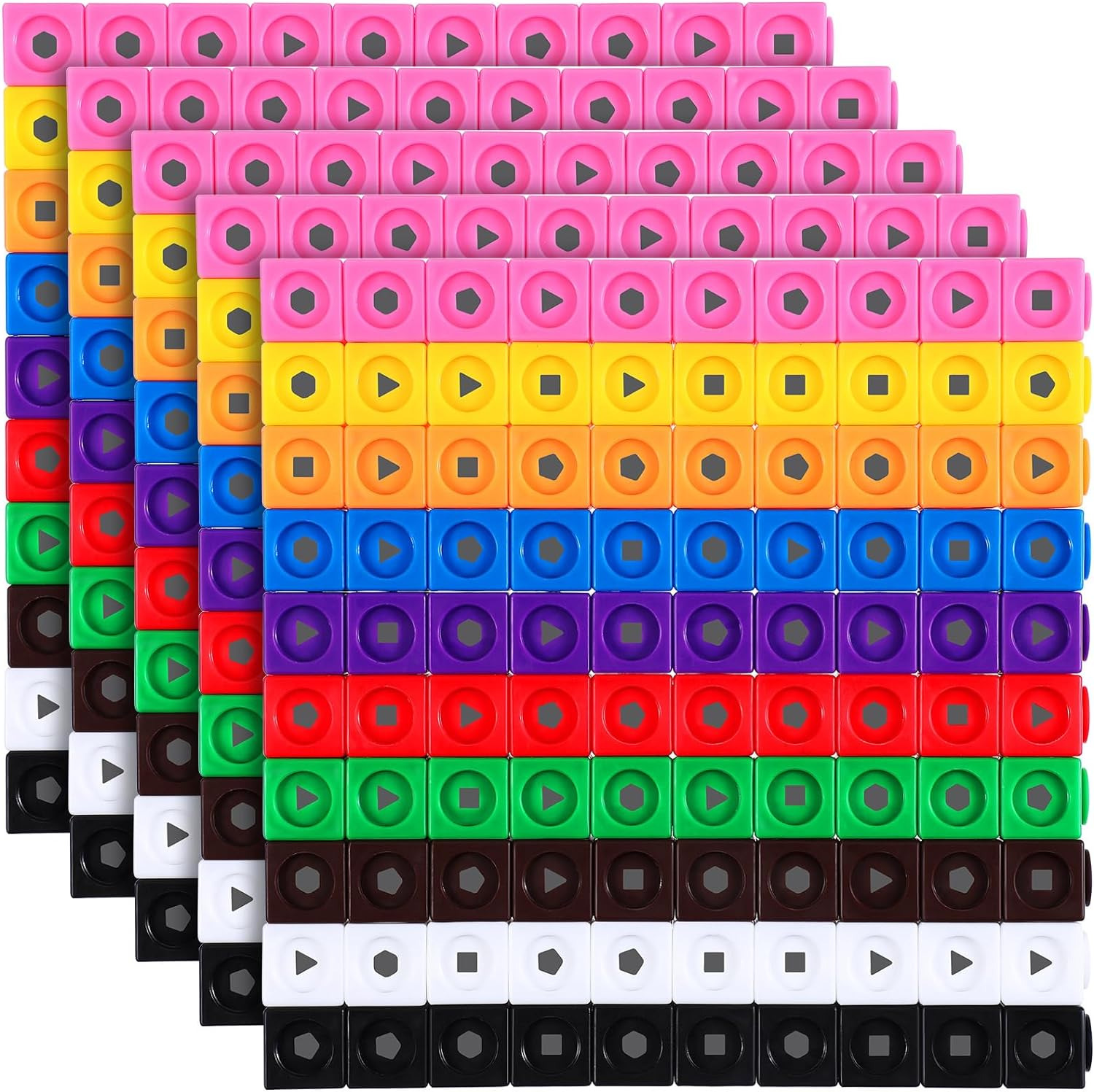 500 Pieces Math Manipulatives Cubes Set Number Toy Blocks Linking Colo...