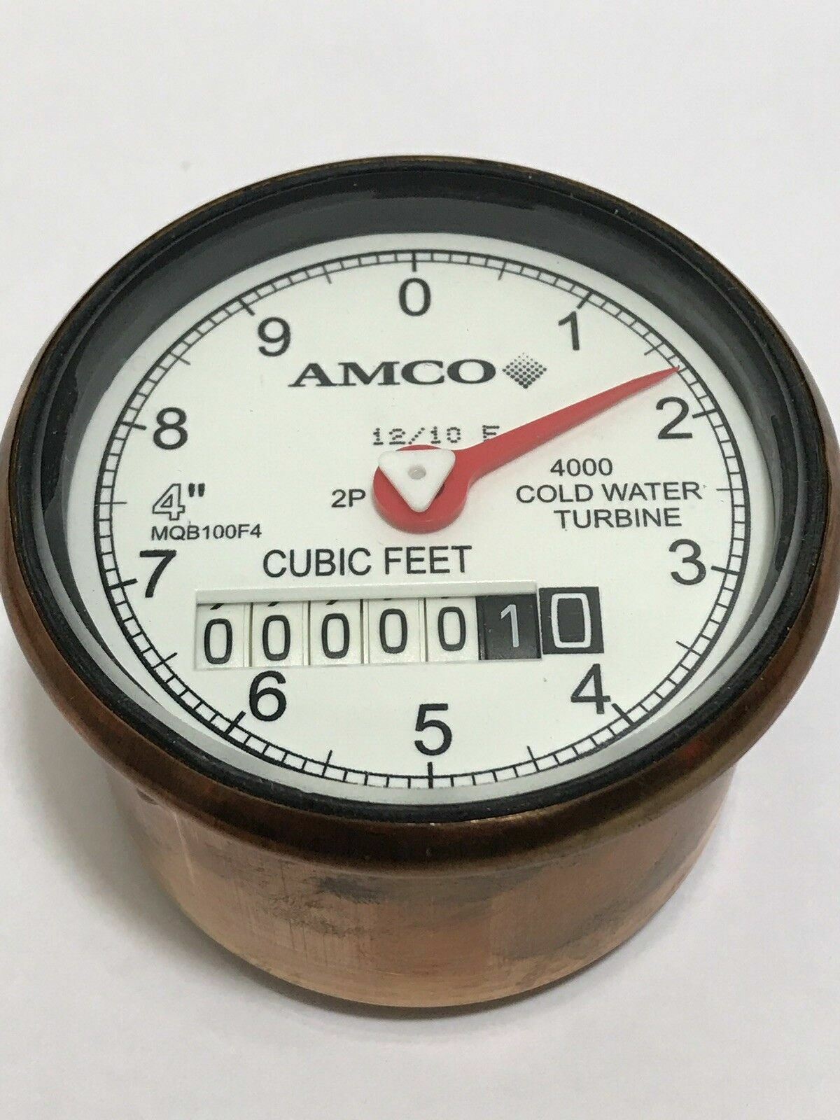 Elster AMCO 4” 4000 Turbine Water Meter Register Clock 2P MQB100F
