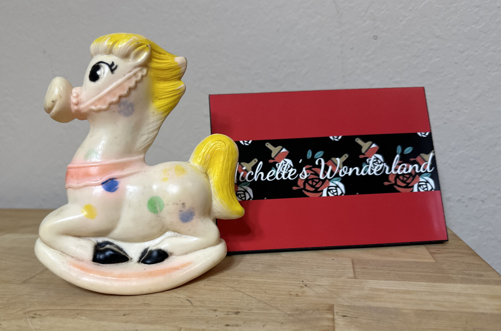 Vintage 1973 Sanitoy Rubber Squeaker Rocking Horse Toy
