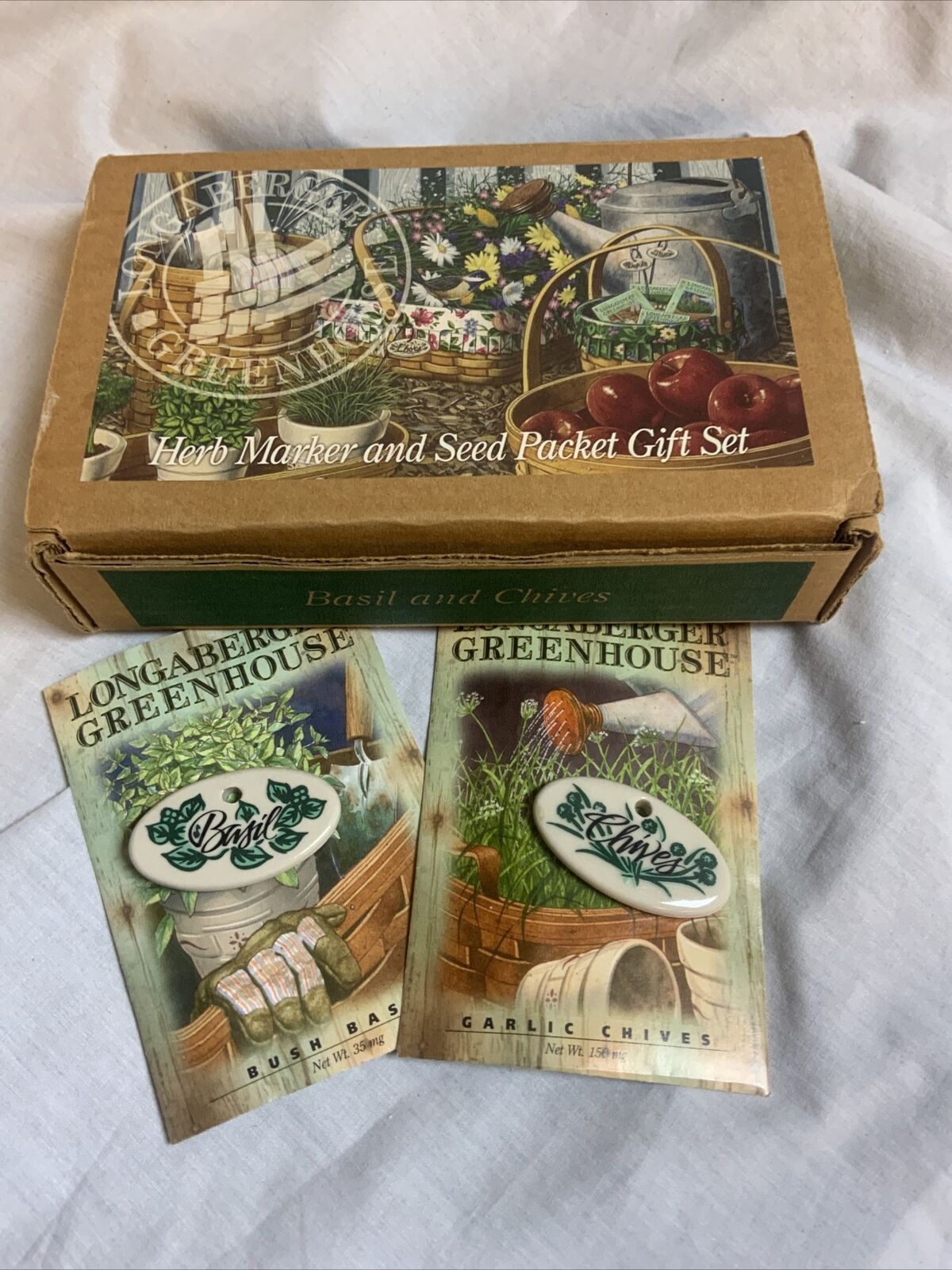 Longaberger Basil & Chives Herb Markers and Seed Packets Gift Set Wrough Iron