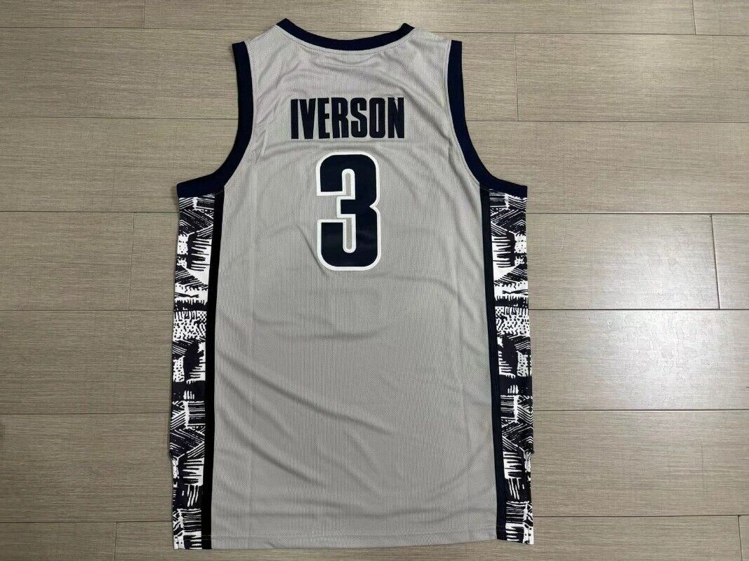 Mens Allen Iverson #3 Basketball Jersey Georgetown Hoyas College Jersey Stitched