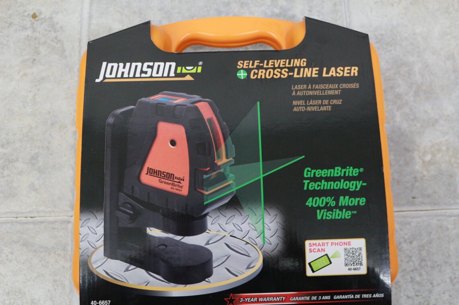 Johnson Self-Leveling Cross-Line Laser Level - Green Beam, Model# 40-6657