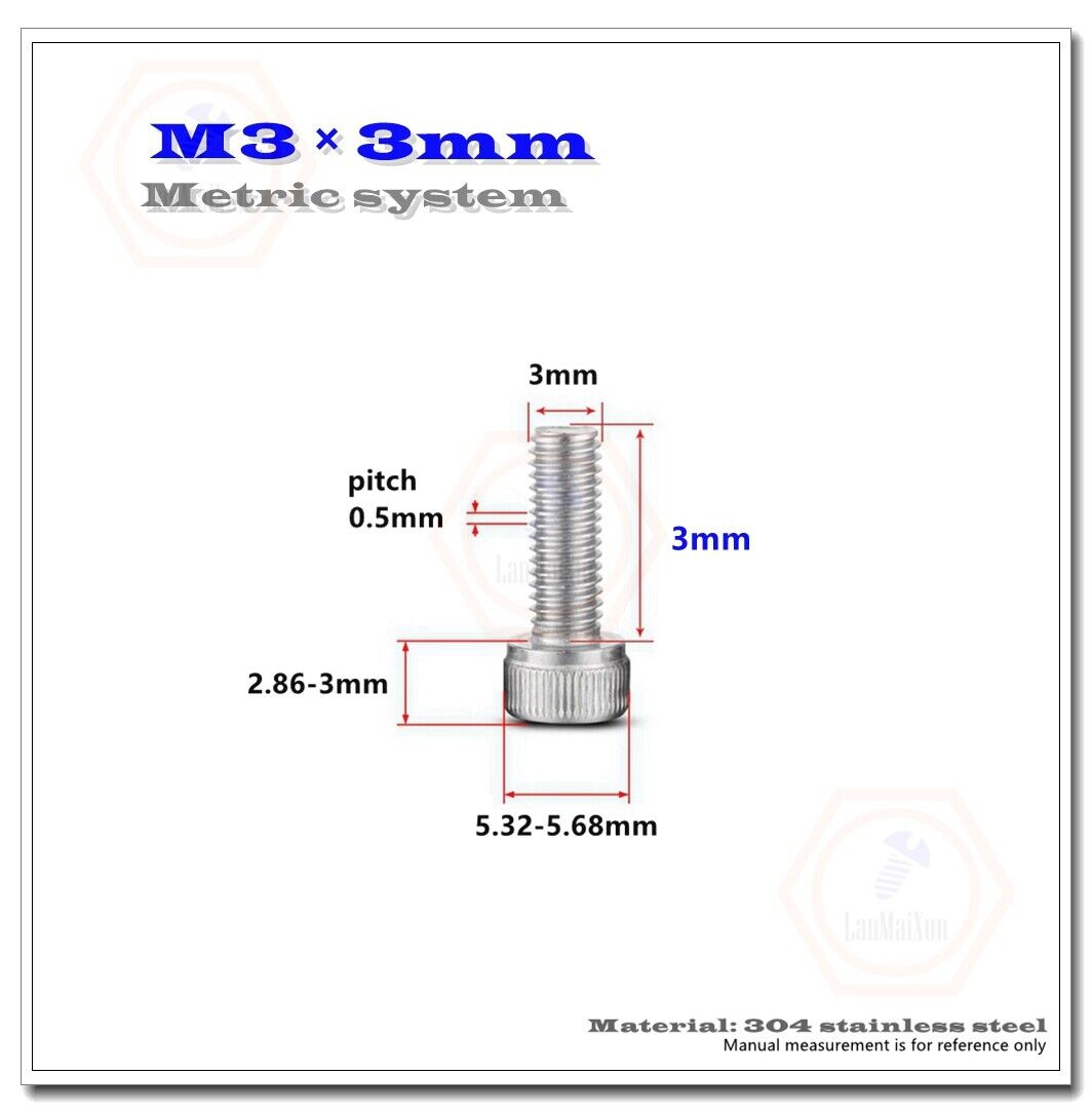 M3 M4 M5 M6 304 Stainless Steel Allen Hex Socket Cap Head Screws Bolts DIN912