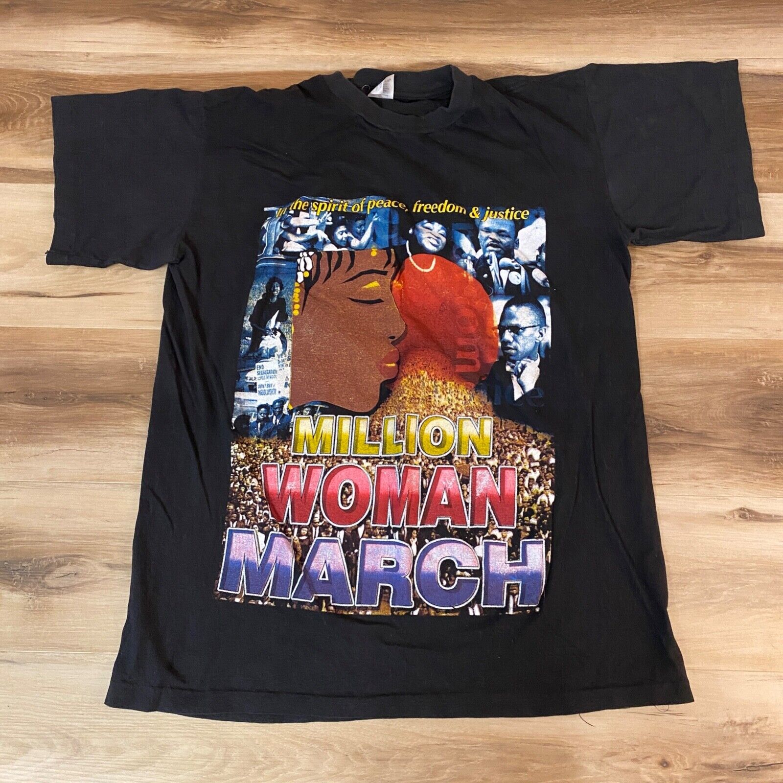 Vintage Million Woman March Shirt Adult XXL Black 90s Rap Tee Double Sided 2XL