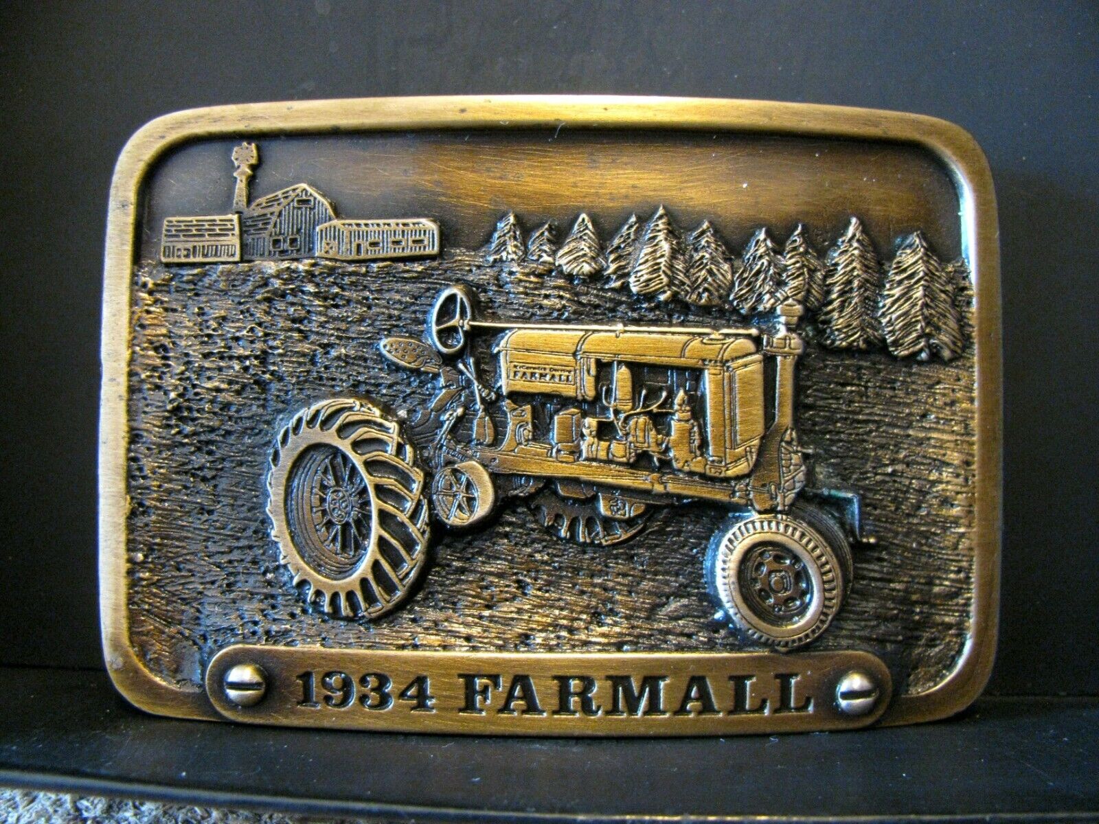 1934 Farmall IH F30 Tractor Brass Belt Buckle Spec Cast Limited Edition 250 Made