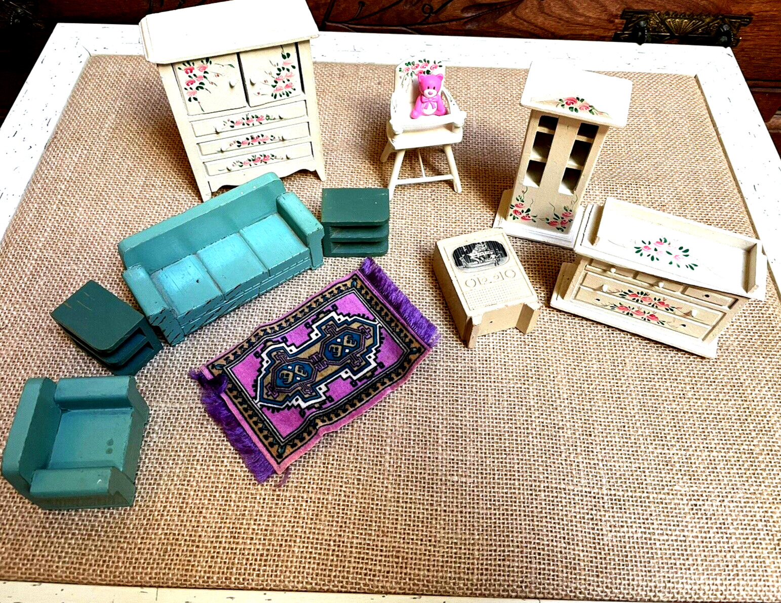 Vintage Lot of 10 Strombecker & Wooden Dollhouse Furniture & Accessories