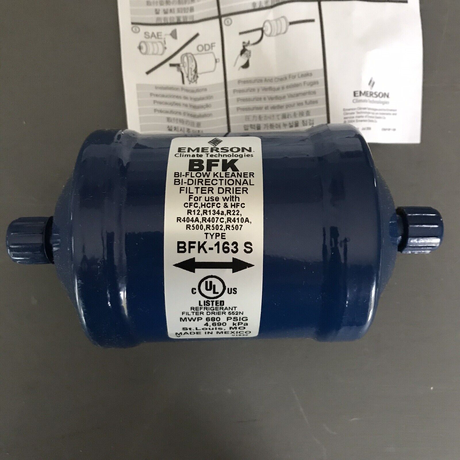 Heat Pump Filter Drier EMERSON BFK-163S 043333 3/8\