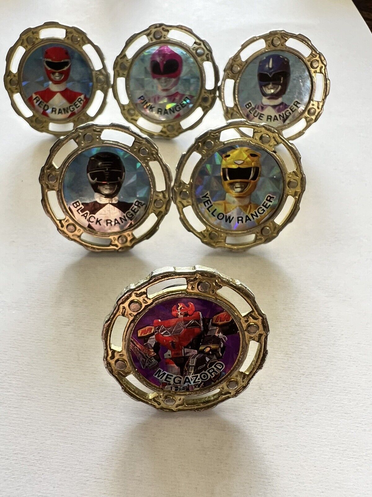 1993 Mighty Morphin Power Rangers Spin Fighters Lot Of 6 Tops Spinners