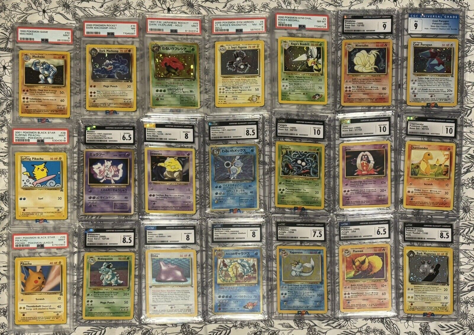 21 Card Vintage PSA & CGC Graded Pokemon TCG Lot w/ 13 Holos