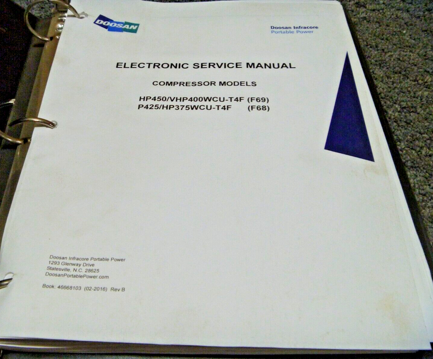 Doosan P425 HP375WCU-T4F (F68) Compressor Electronic Shop Service Repair Manual