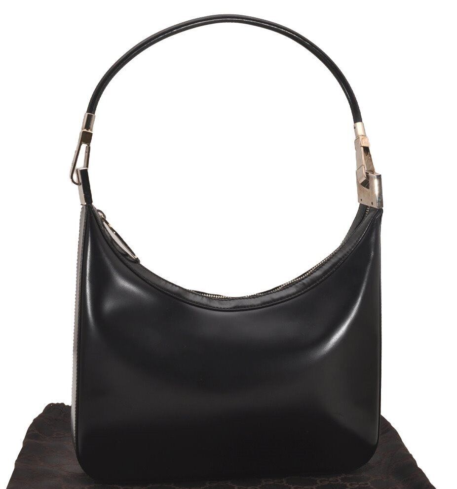 Authentic GUCCI Vintage Shoulder Hand Bag Purse Leather 0013812 Black 4854J