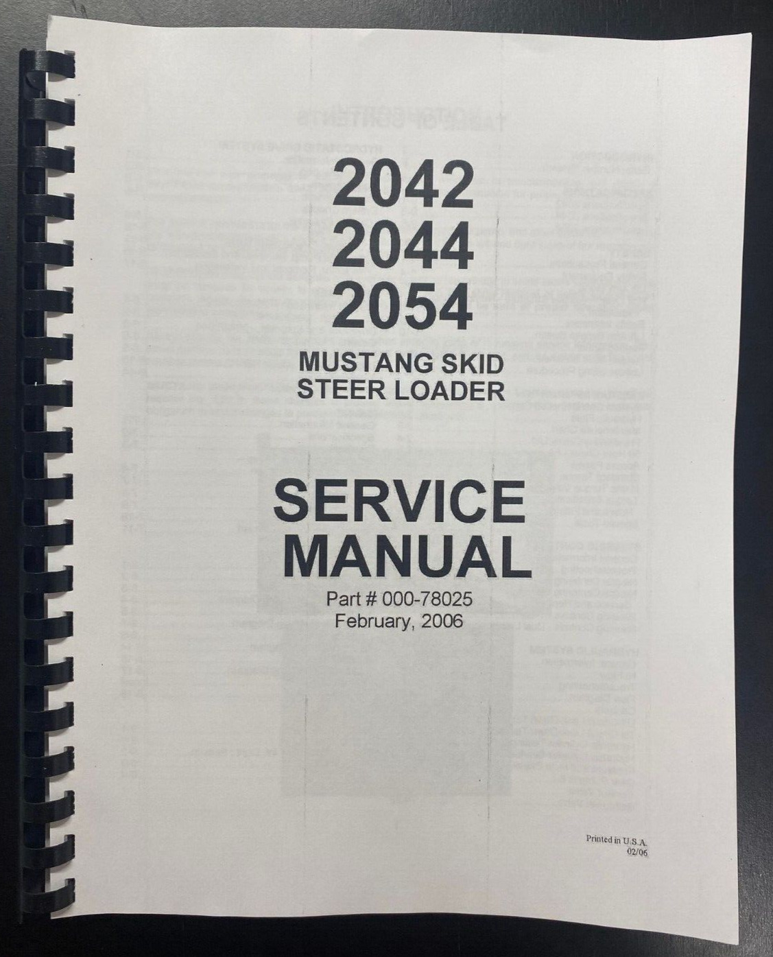 2042 2044 2054 Skid Loader Technical Service Repair Manual Mustang 2042 2044 205