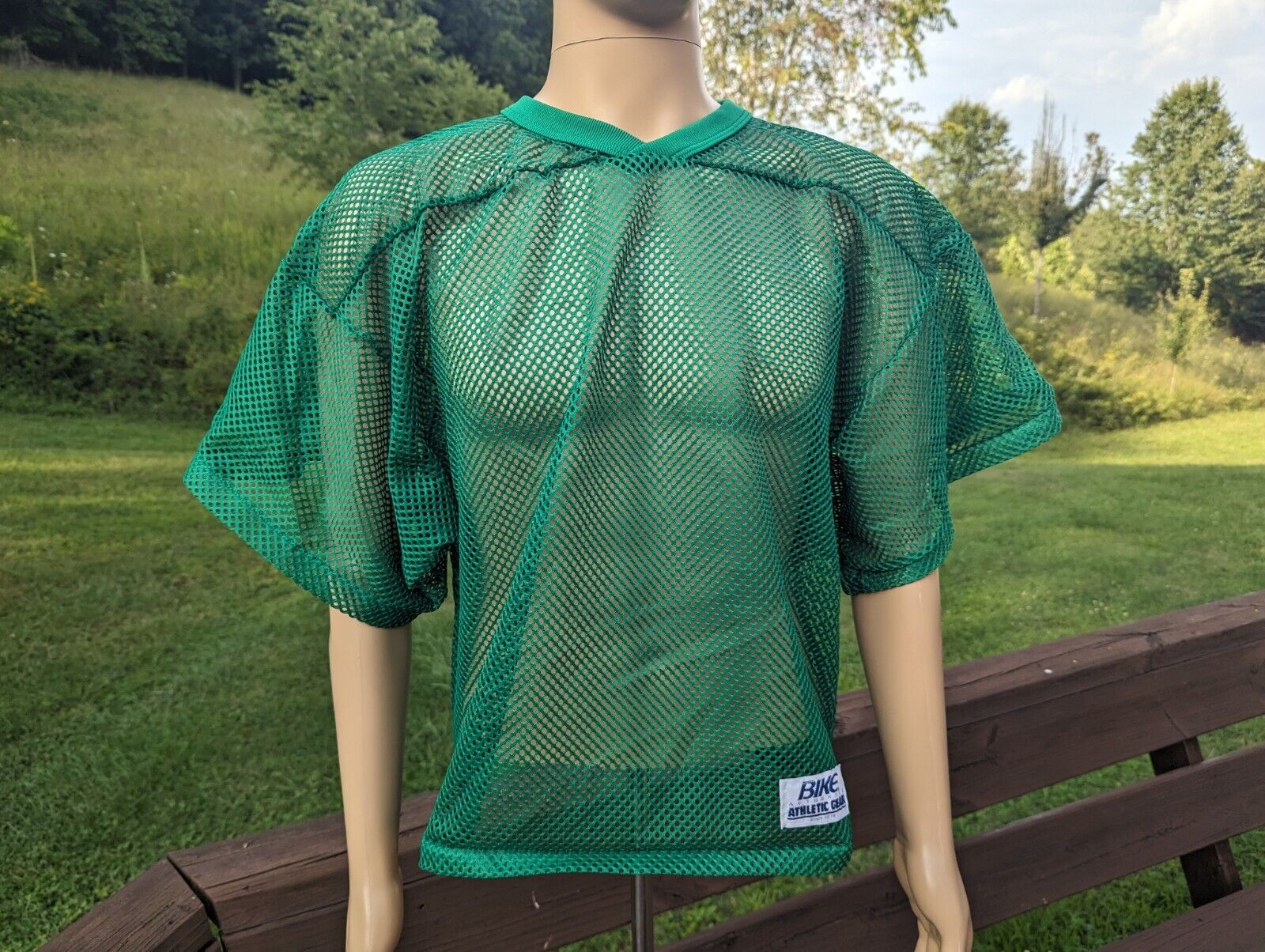 Vintage Bike Football Jersey Green Mesh Mens Size L/XL New Old Stock