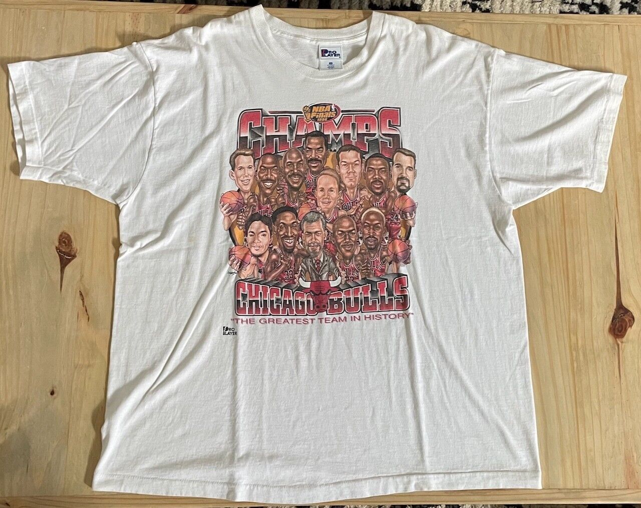 rare, vintage Chicago Bulls t-shirt, 1996 NBA finals, white, XXL