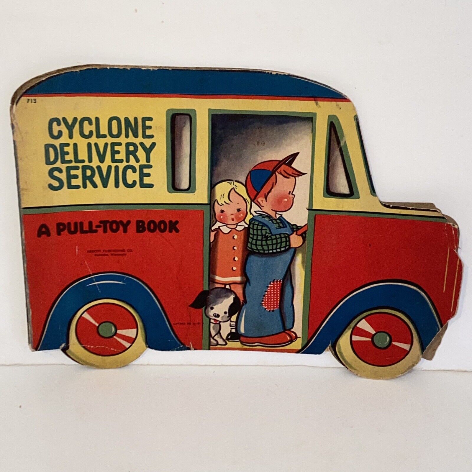 Vintage 1944 Cyclone Delivery Service A Pull Toy Book #713 Full Color