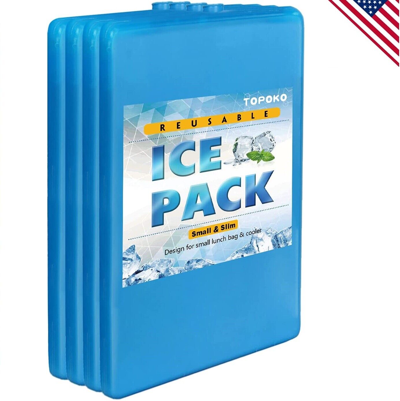 4 × Lunch Box Camping Thin Ice Packs Environment Protection Reusable Refreezable